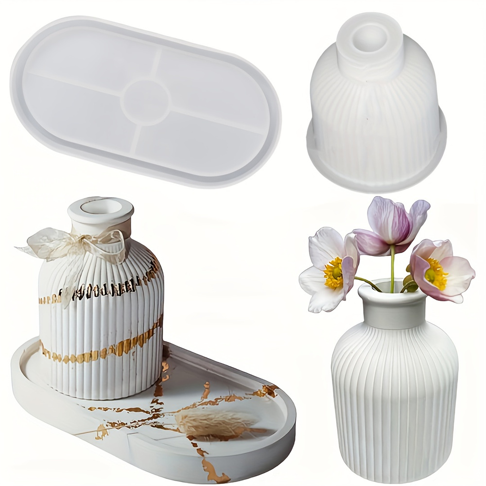 Florist Supply Vases - 1/2pcs แจกันถาดแม่พิมพ์ซิลิโคน,รูปไข่ Coaster แม่พิมพ์และขวดคอนเทนเนอร์แม่พิมพ์,คอนเทนเนอร์ขนม,ดอกไม้หม้อ,ของขวัญ,ตกแต่งบ้าน