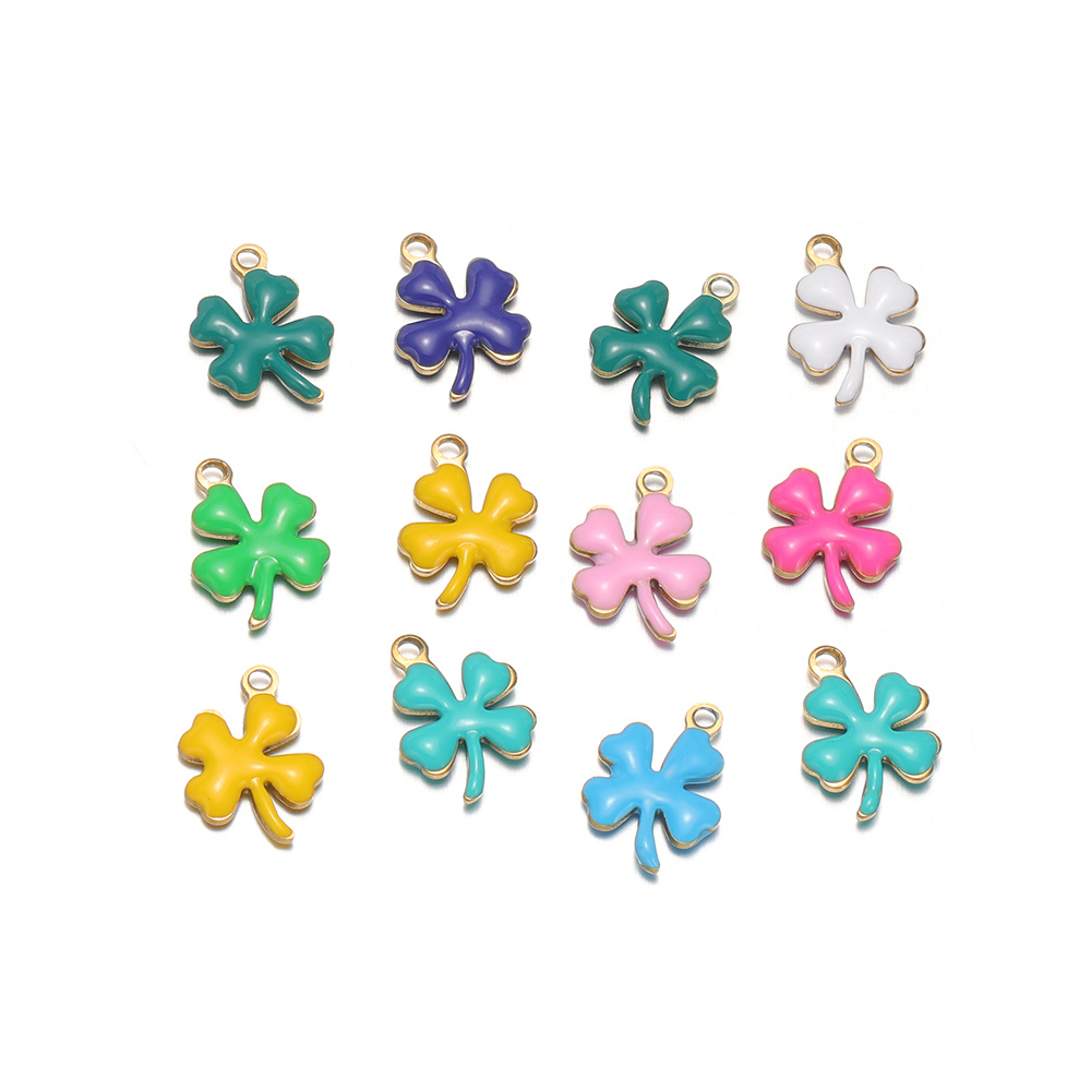 Supply Florist - จี้รูปดอกโคลเวอร์เคลือบสแตนเลส 20 ชิ้น สำหรับทำเครื่องประดับผู้หญิง เช่น สร้อยคอ