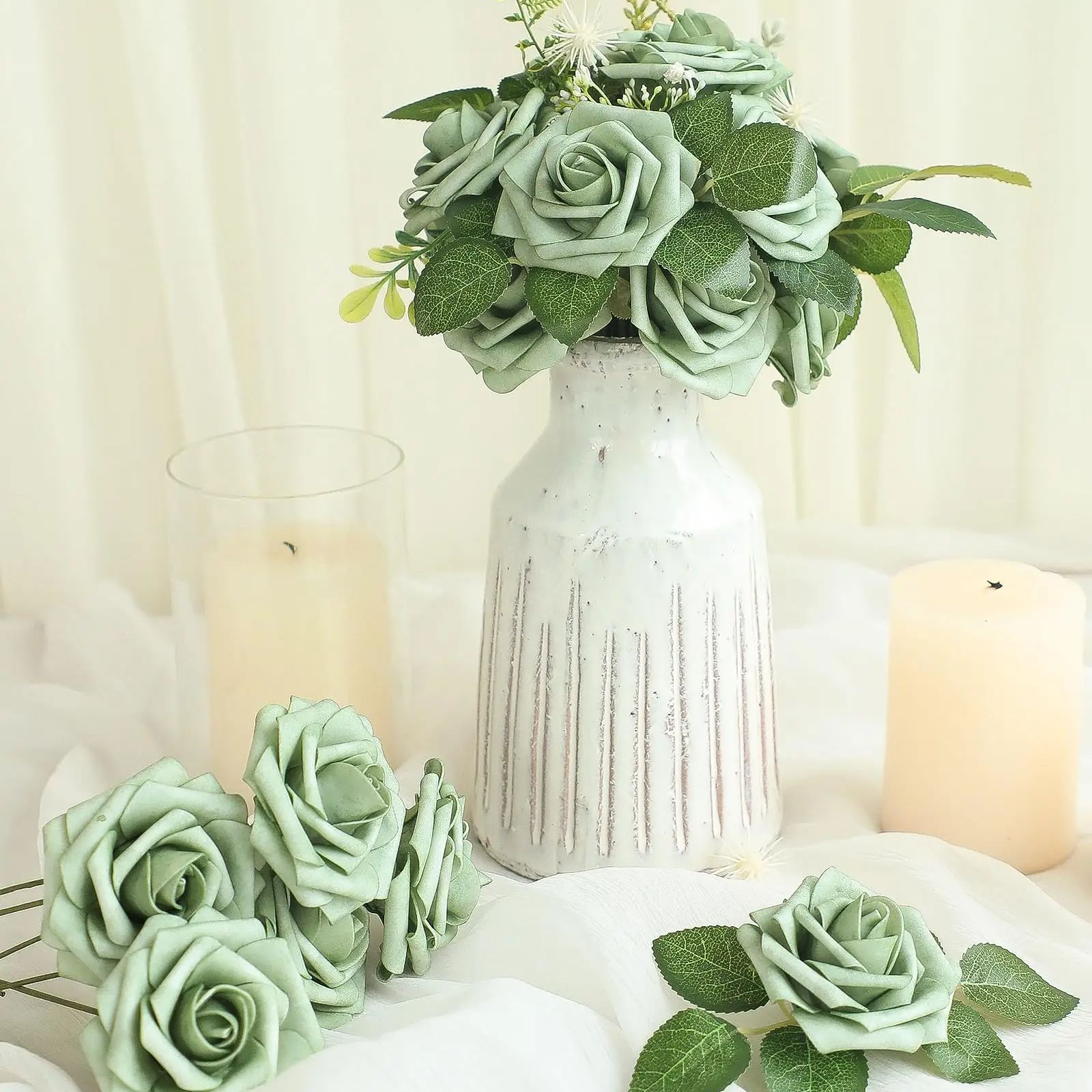 ดอกกุหลาบปลอมโฟมสีเขียวเอลฟ์ดอ - Florist Supply Bulk บทวิจารณ์และราคา