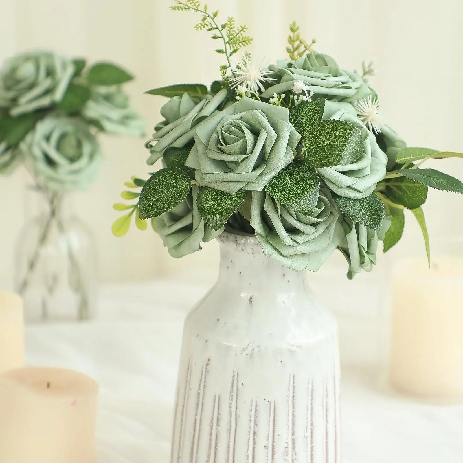 ดอกกุหลาบปลอมโฟมสีเขียวเอลฟ์ดอ - Florist Supply Bulk บทวิจารณ์และราคา