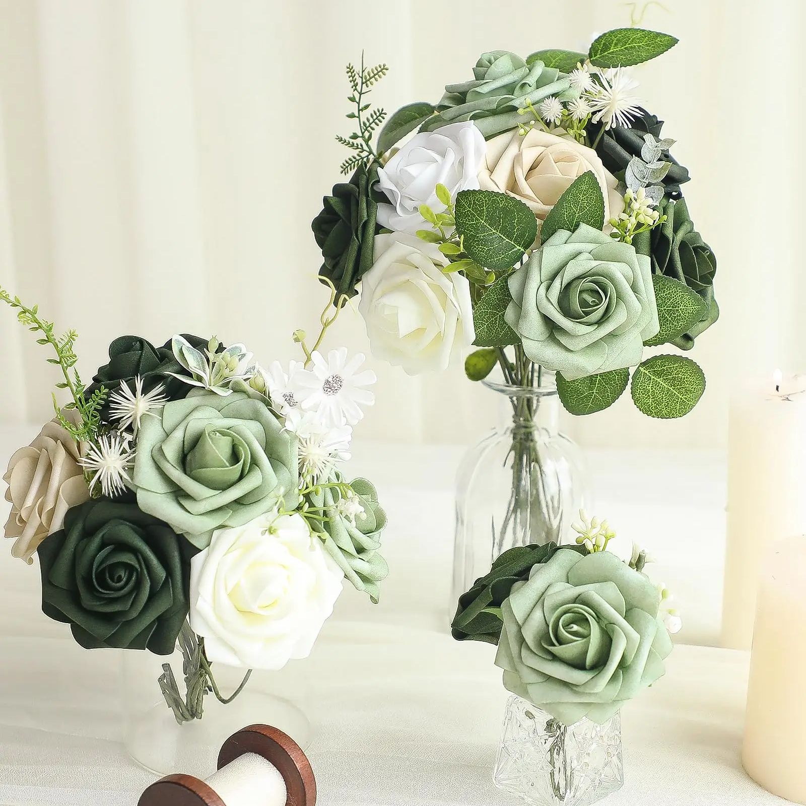 ดอกกุหลาบปลอมโฟมสีเขียวเอลฟ์ดอ - Florist Supply Bulk บทวิจารณ์และราคา