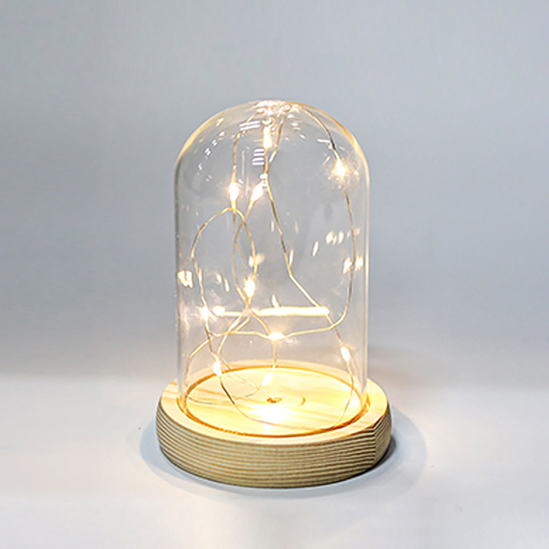 โดมแก้วฐานไม้พร้อมไฟ LED แจกัน - Florist Supply Vases บทวิจารณ์และราคา