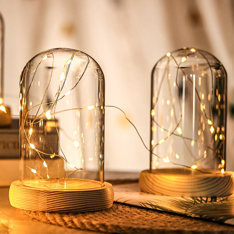 โดมแก้วฐานไม้พร้อมไฟ LED แจกัน - Florist Supply Vases บทวิจารณ์และราคา